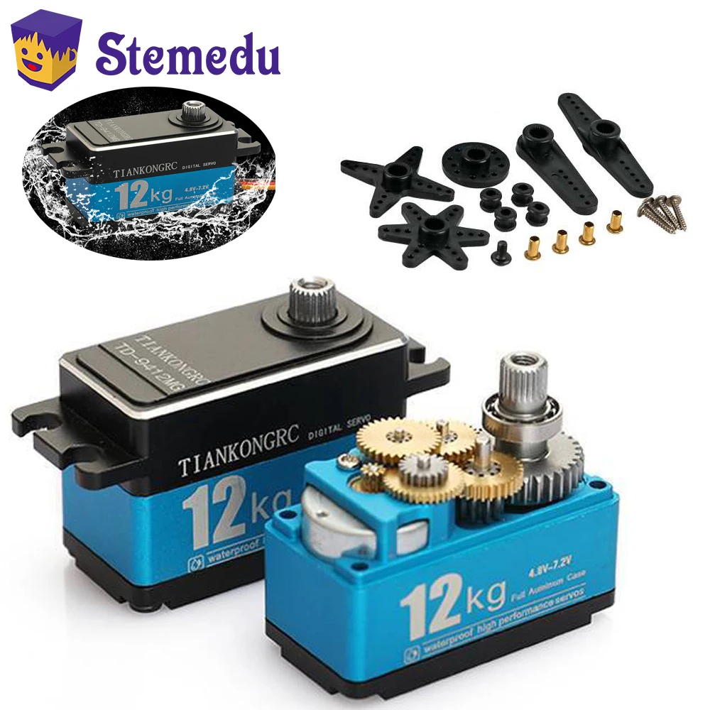 Rc Hobby Products - デジタルカーサーボ,TD-9412MG高トルクカーボンブラシ,180, 270, 360度モーター,ショートモデル,1:10, 1:8 rcカーロボット用,12kg