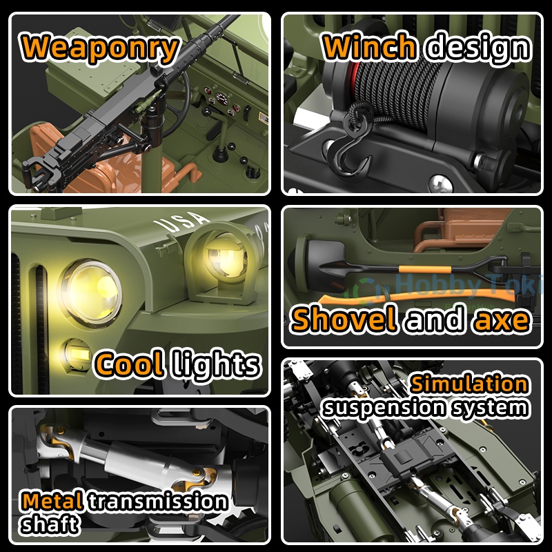 1/14 米国 2.4 グラム 4WD RC ジープ車軍事オ - Rc Jeep Hobby のレビューと価格